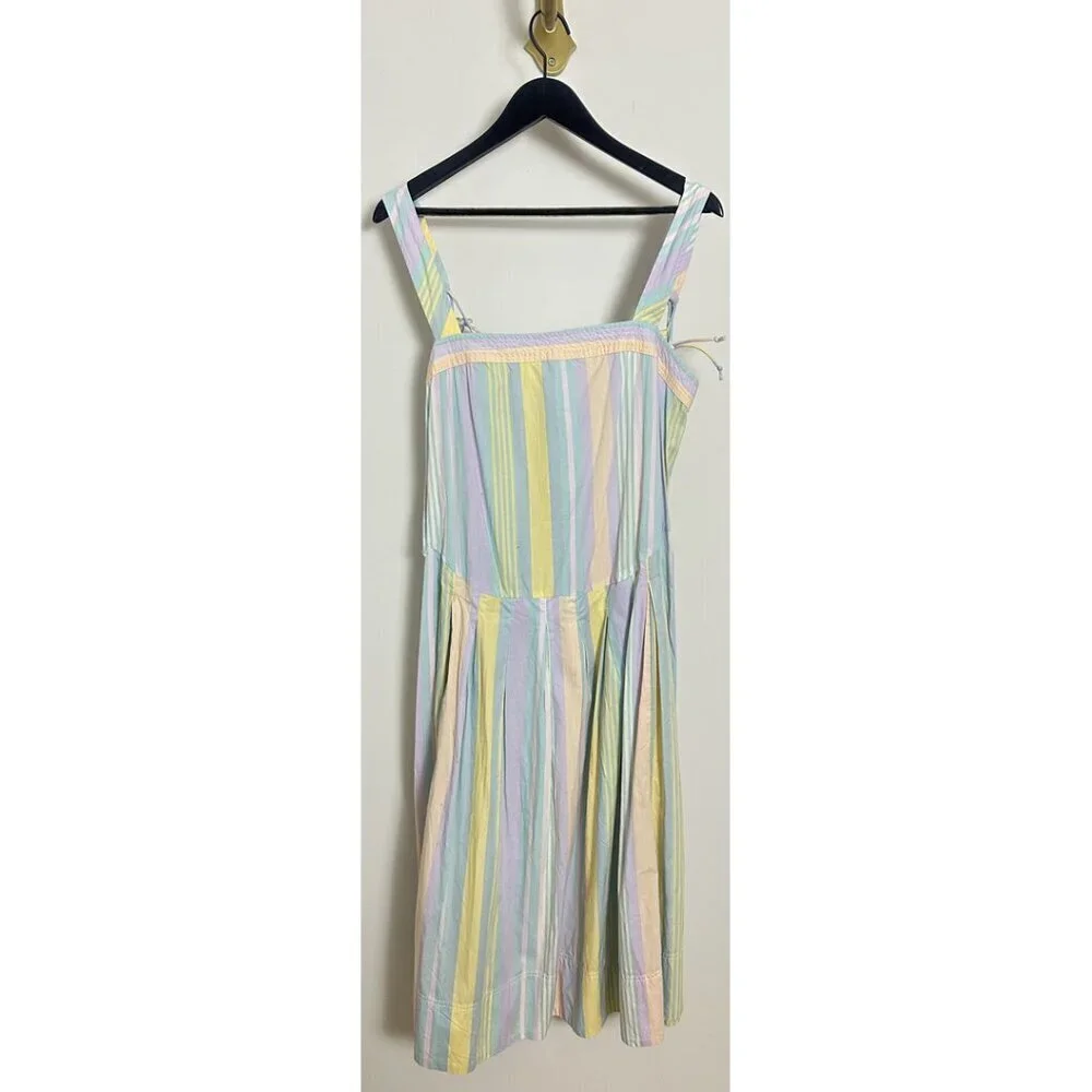 FREE PEOPLE Primavera Stripe Cotton Midi Dress in Pastel Combo Size Medium - Picture 3 of 8